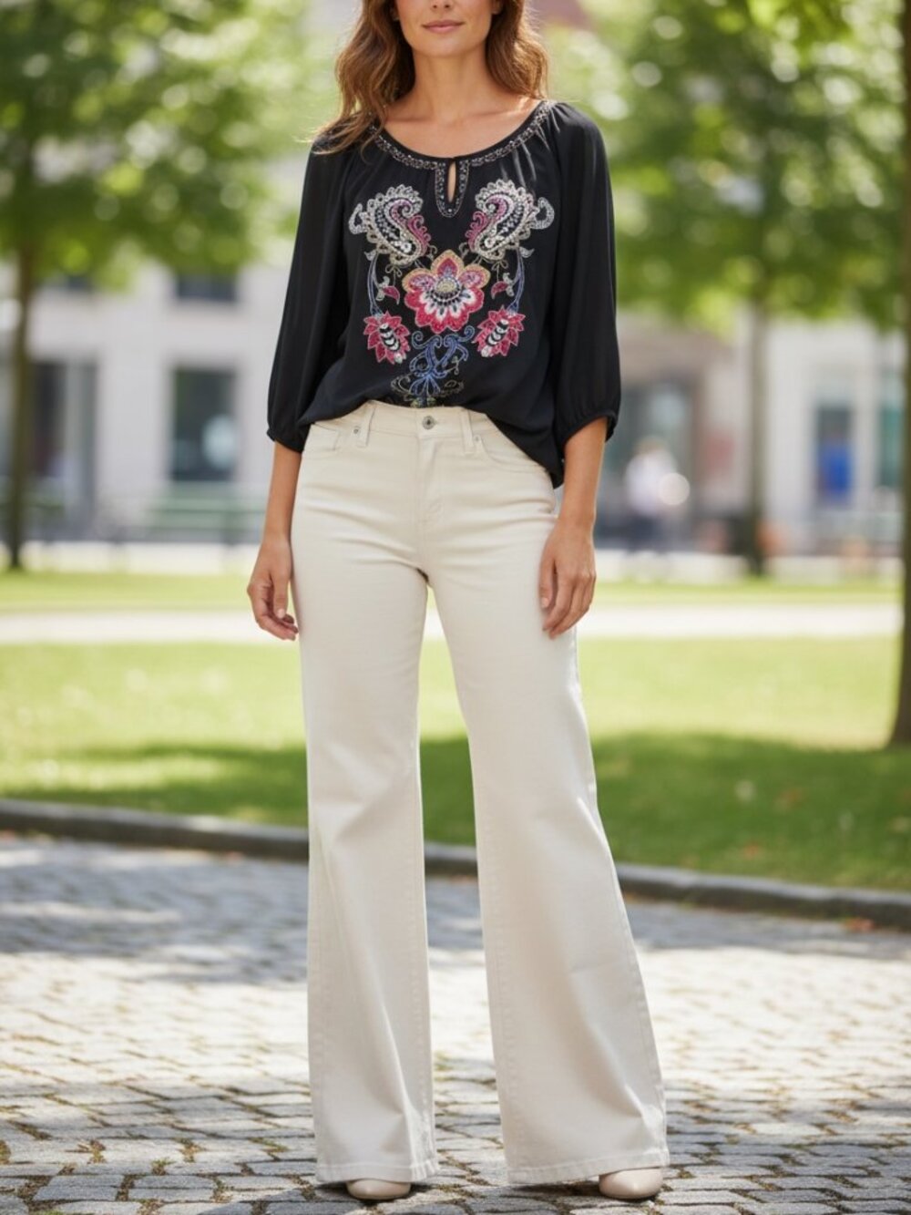 White High Waist Wide Leg Jeans S Y2K Spring